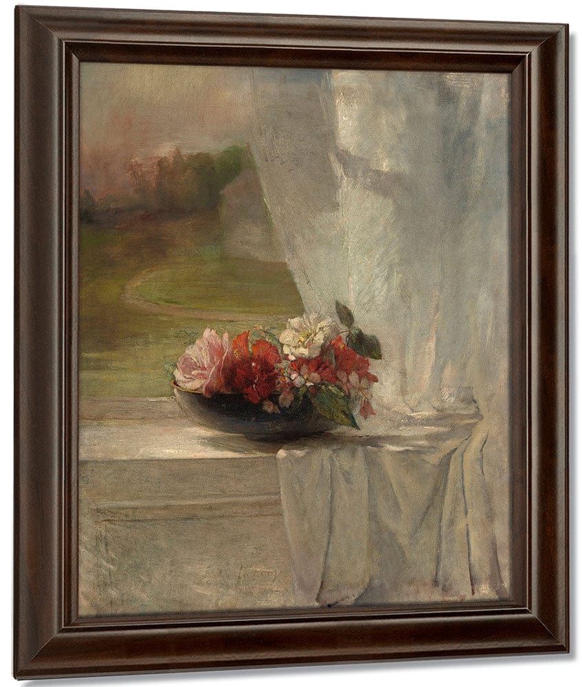 Flowers On A Window Ledge By John La Farge Fine Art Print