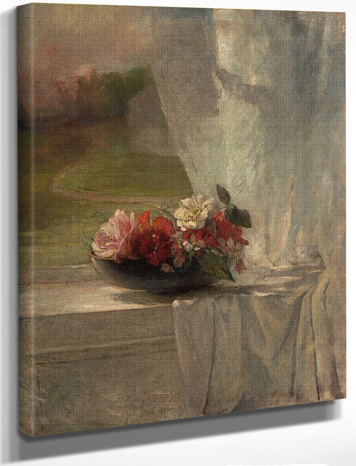 Flowers On A Window Ledge By John La Farge Fine Art Print
