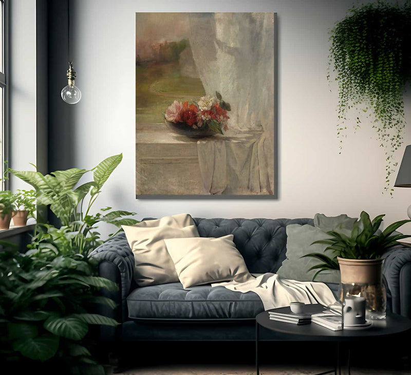 Flowers On A Window Ledge By John La Farge Fine Art Print