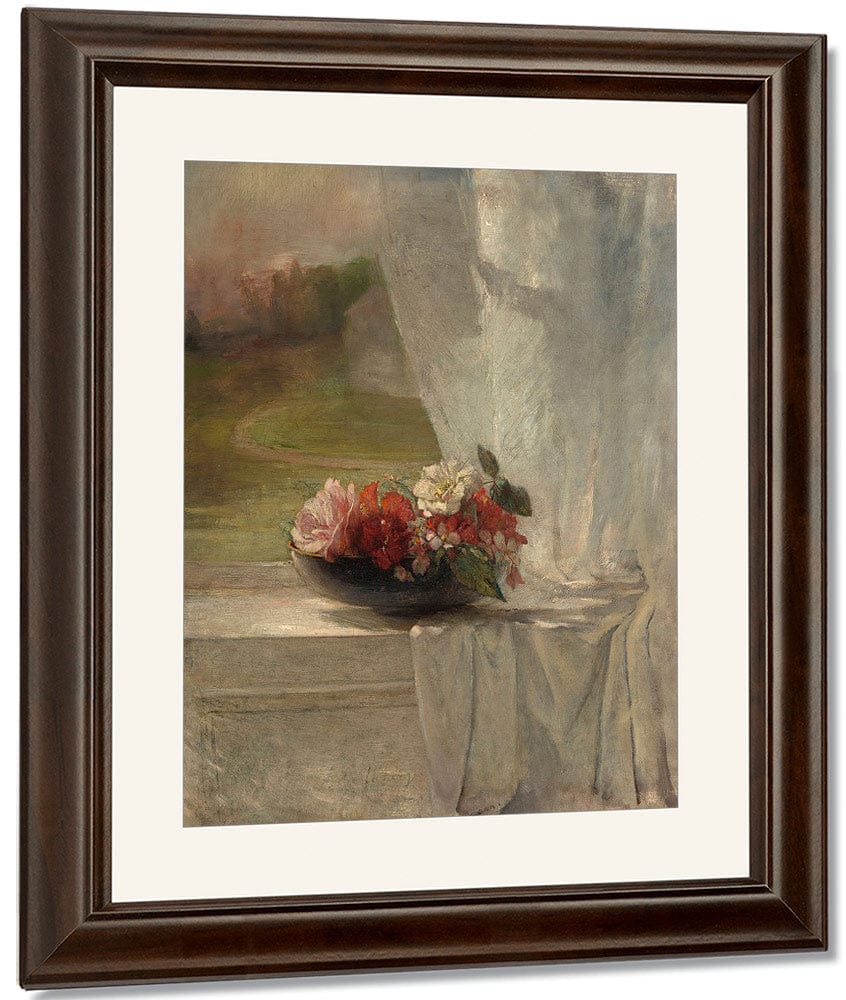 Flowers On A Window Ledge By John La Farge Fine Art Print