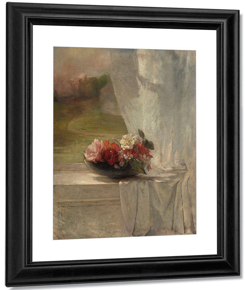 Flowers On A Window Ledge By John La Farge Fine Art Print