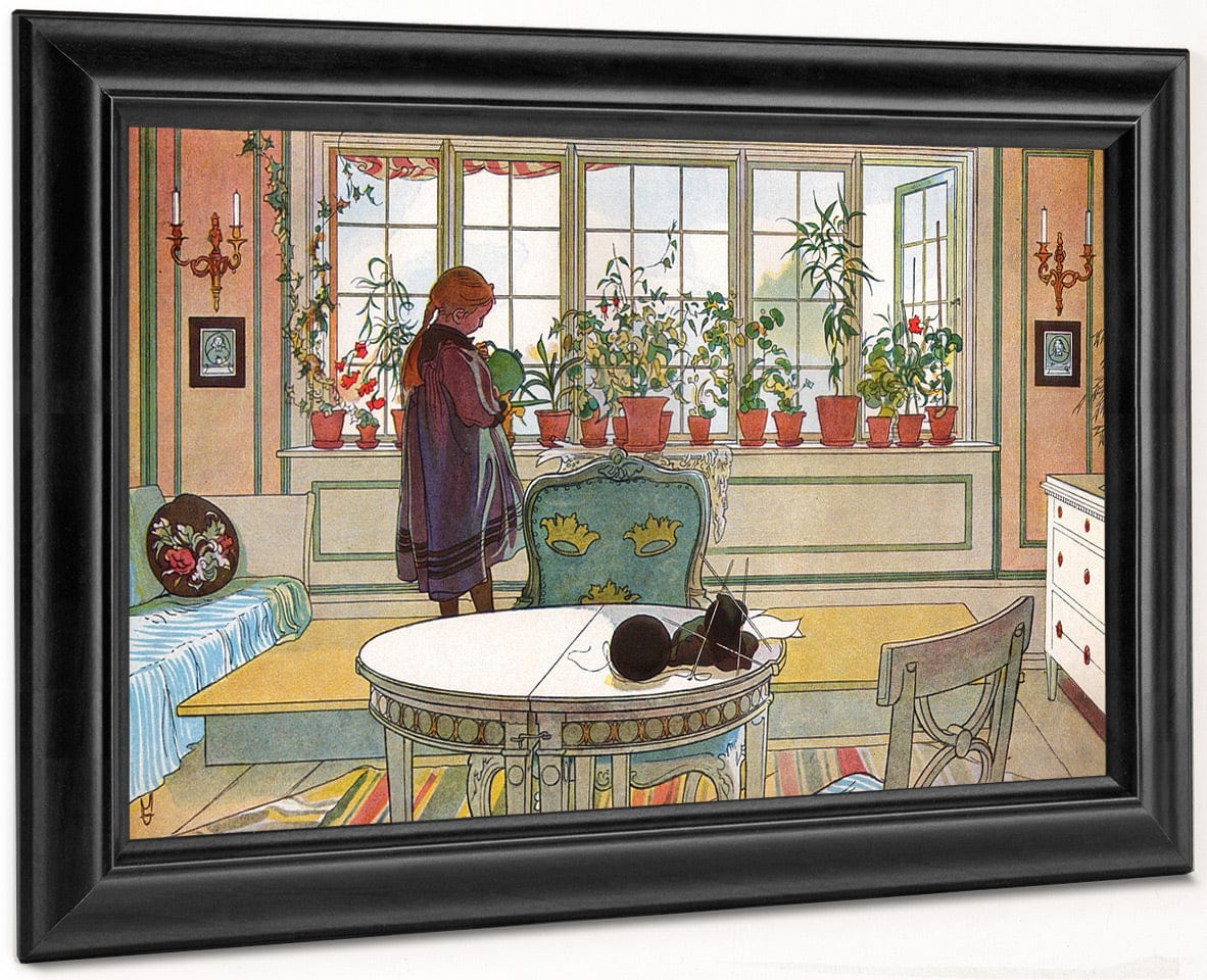 Flowers On The Windowsill By Carl Larsson Fine Art Print