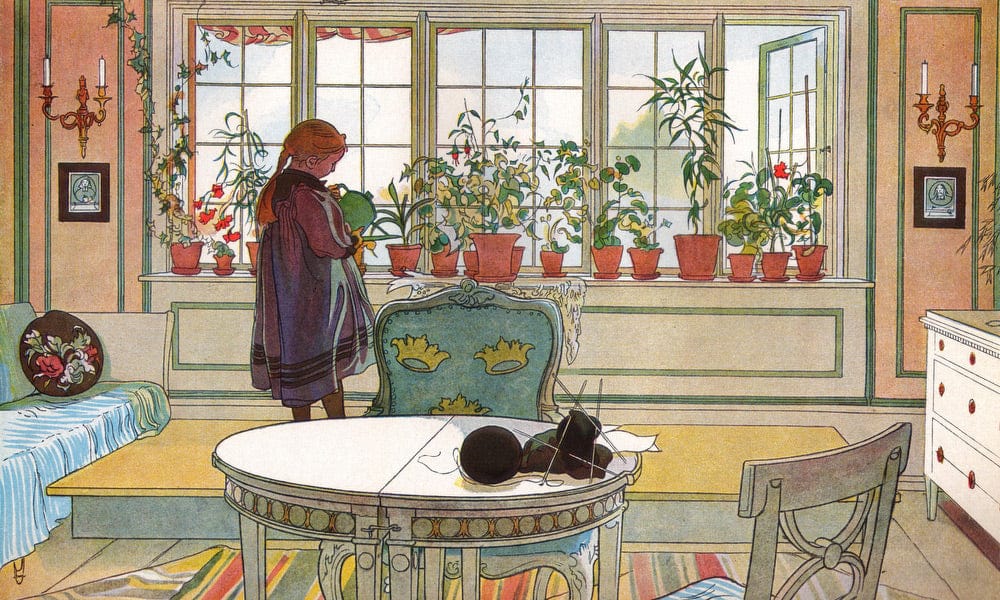 Flowers On The Windowsill By Carl Larsson Fine Art Print