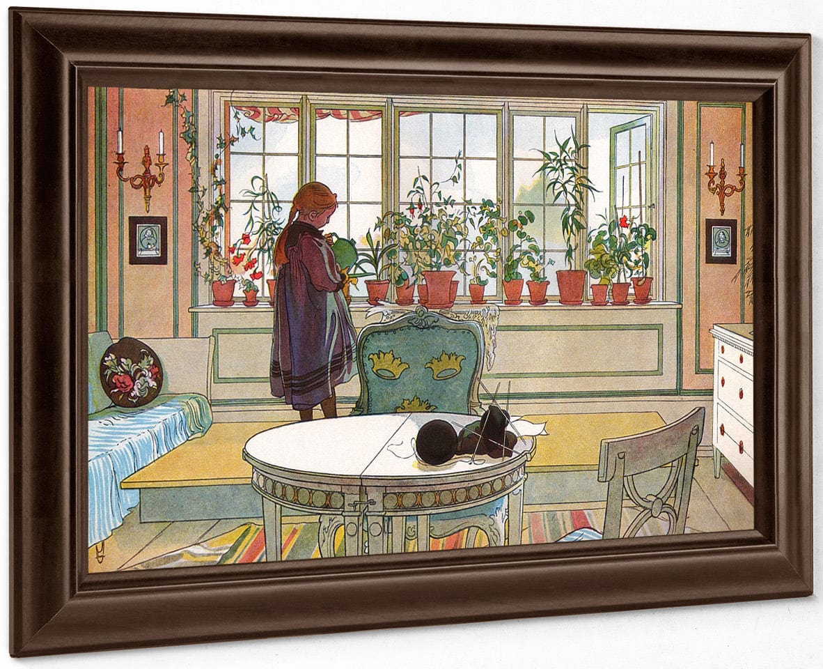 Flowers On The Windowsill By Carl Larsson Fine Art Print