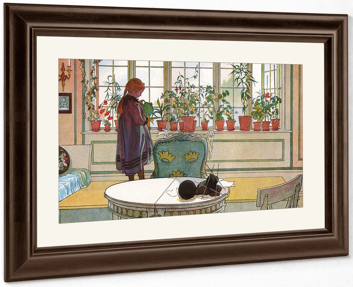 Flowers On The Windowsill By Carl Larsson Fine Art Print