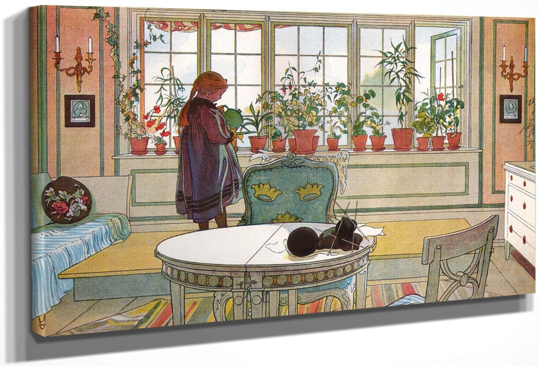 Flowers On The Windowsill By Carl Larsson Fine Art Print