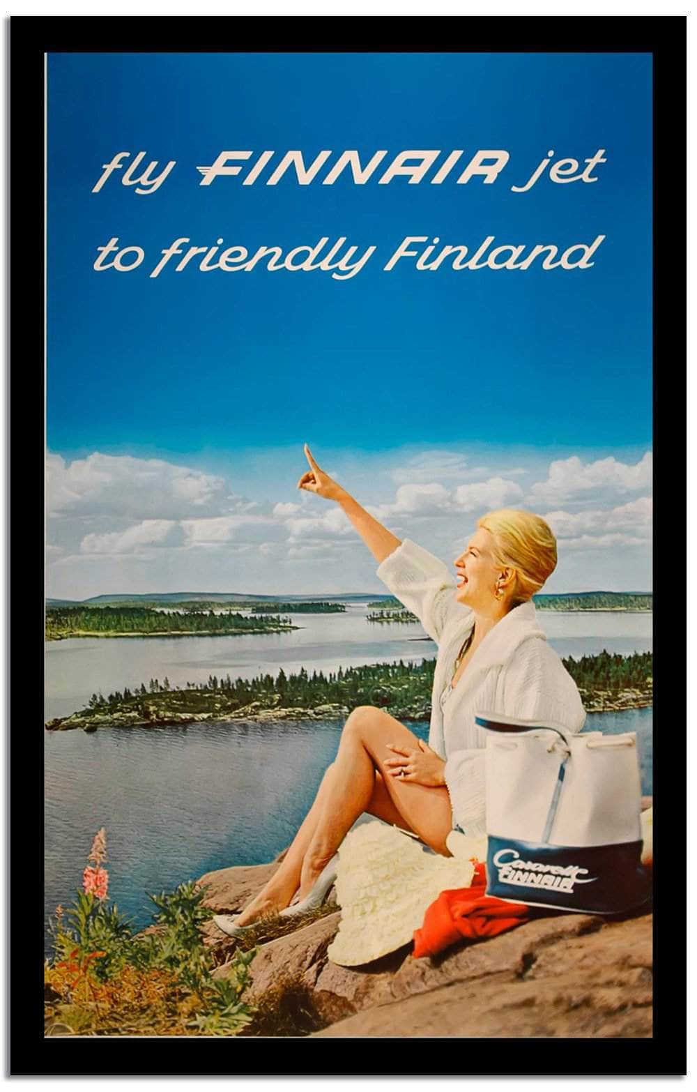 Fly Finnair Jet To Friendly Finland  Wpa Vintage Advertising Fine Art Print