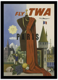 Fly Twa Paris  Vintage Poster Fine Art Print