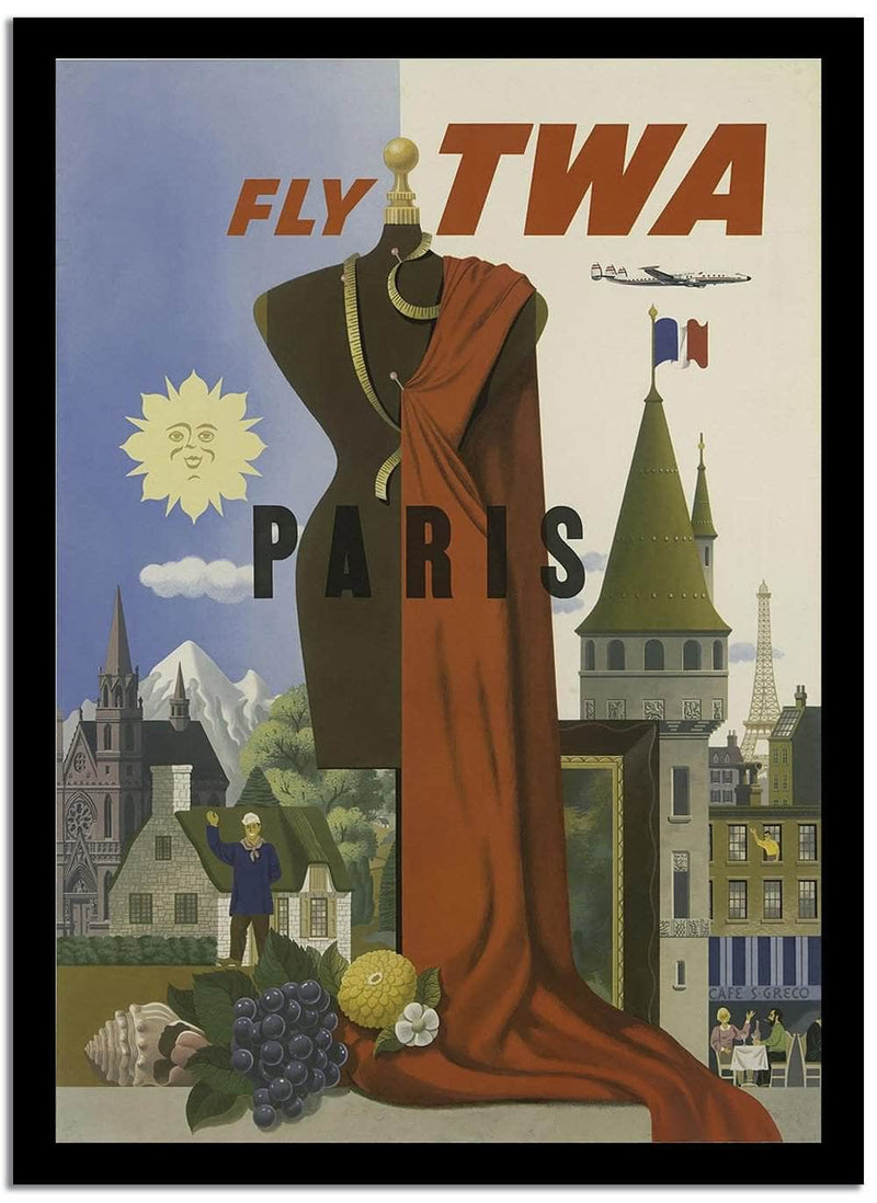Fly Twa Paris  Vintage Poster Fine Art Print