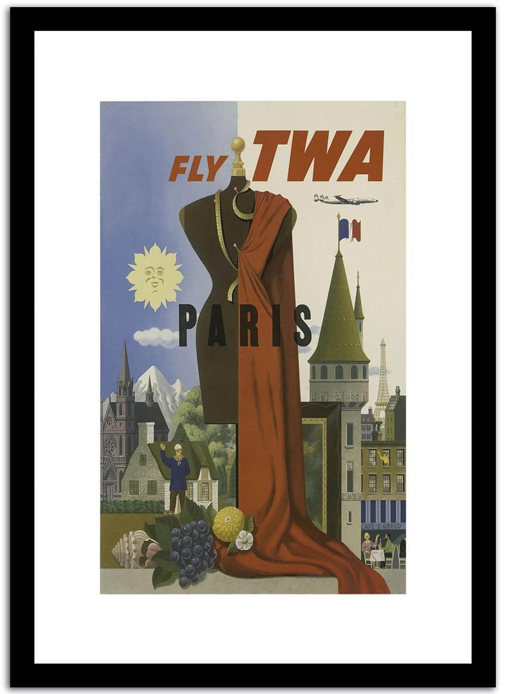 Fly Twa Paris  Vintage Poster Fine Art Print