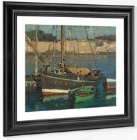 Four Boats Along A Harbor By Edgar Payne Fine Art Print