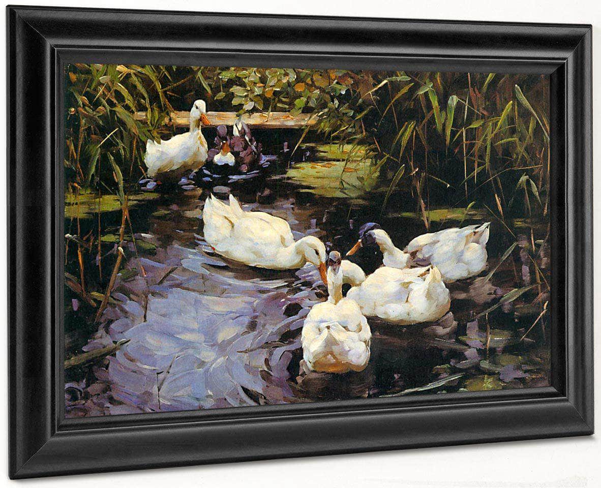 Four Ducks At The Pond By Alexander Koester Fine Art Print