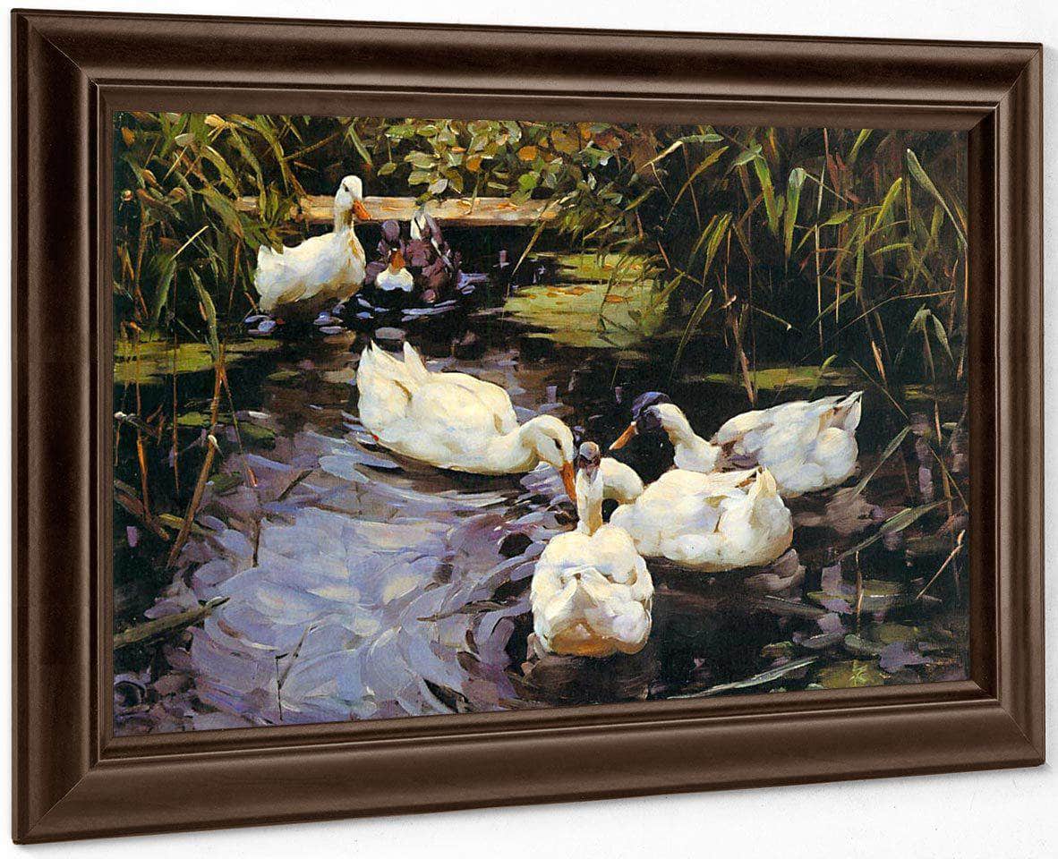 Four Ducks At The Pond By Alexander Koester Fine Art Print