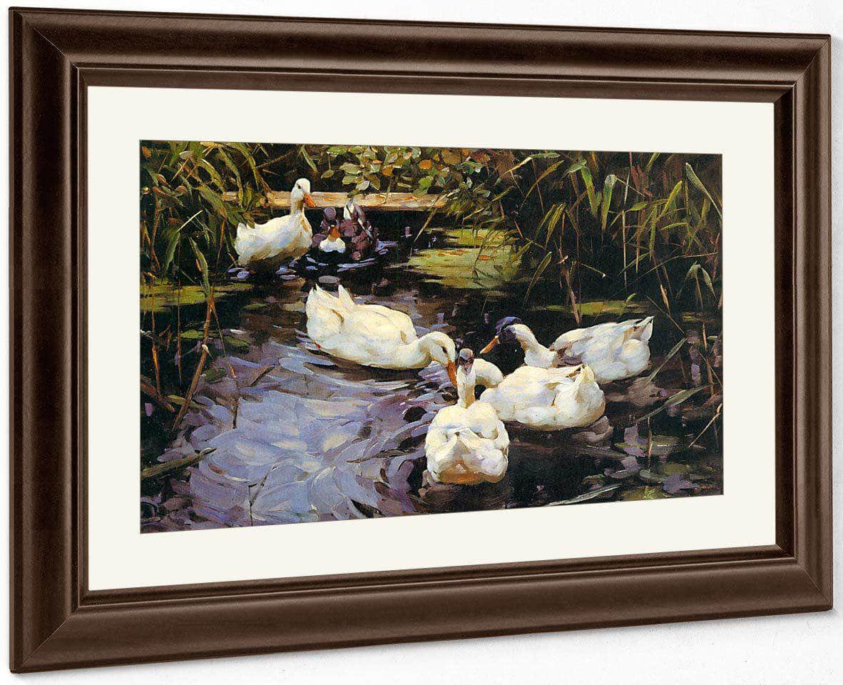 Four Ducks At The Pond By Alexander Koester Fine Art Print