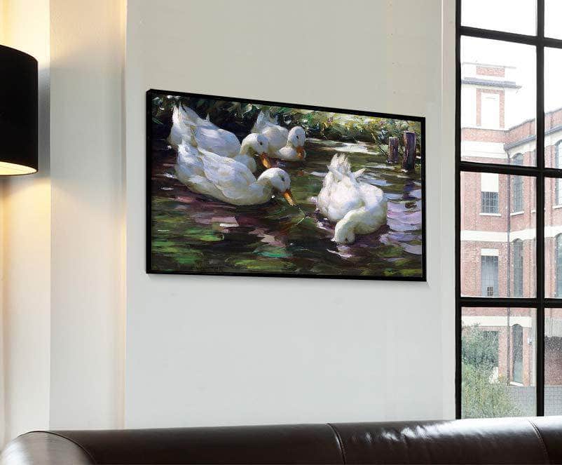Four Ducks On The Pond Painting Alexander Max Koester Canvas Art Fine Art Print