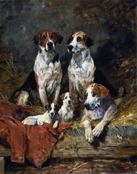 Four Foxhounds And A Terrier John Emms Canvas Art Fine Art Print