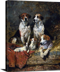 Four Foxhounds And A Terrier John Emms Canvas Art Fine Art Print