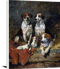 Four Foxhounds And A Terrier John Emms Canvas Art Fine Art Print
