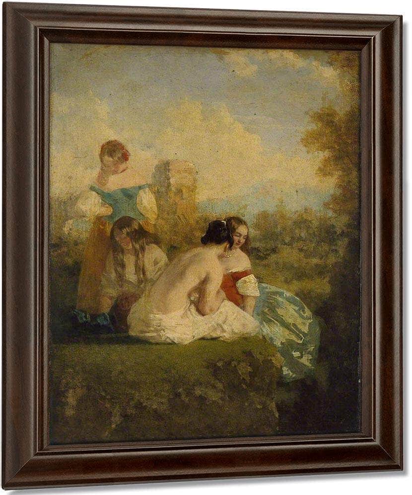 Four Girls By A Stream By William Etty Fine Art Print