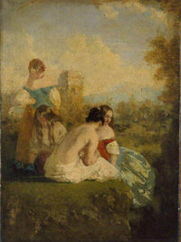Four Girls By A Stream By William Etty Fine Art Print