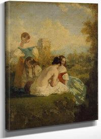 Four Girls By A Stream By William Etty Fine Art Print