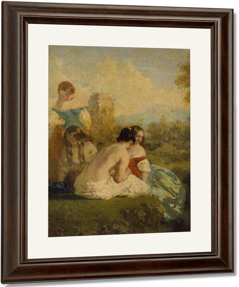 Four Girls By A Stream By William Etty Fine Art Print