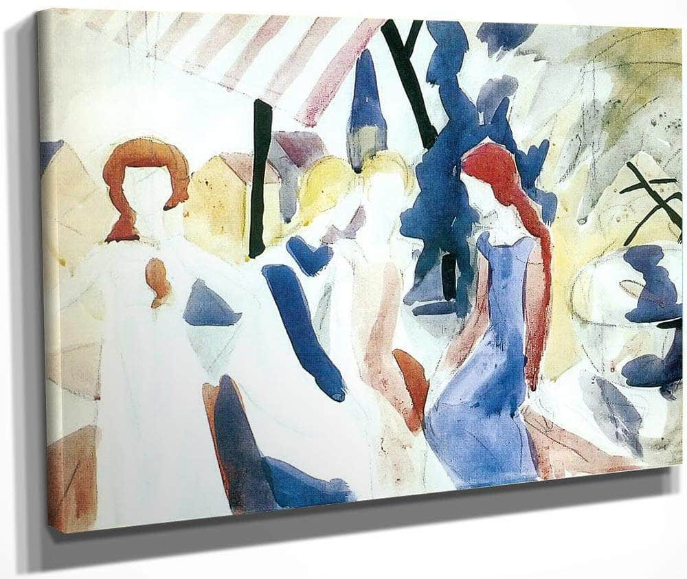 Four Girls On A Balcony By August Macke Fine Art Print