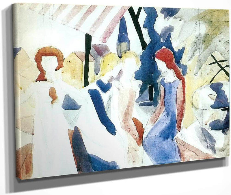 Four Girls On A Balcony By August Macke Fine Art Print