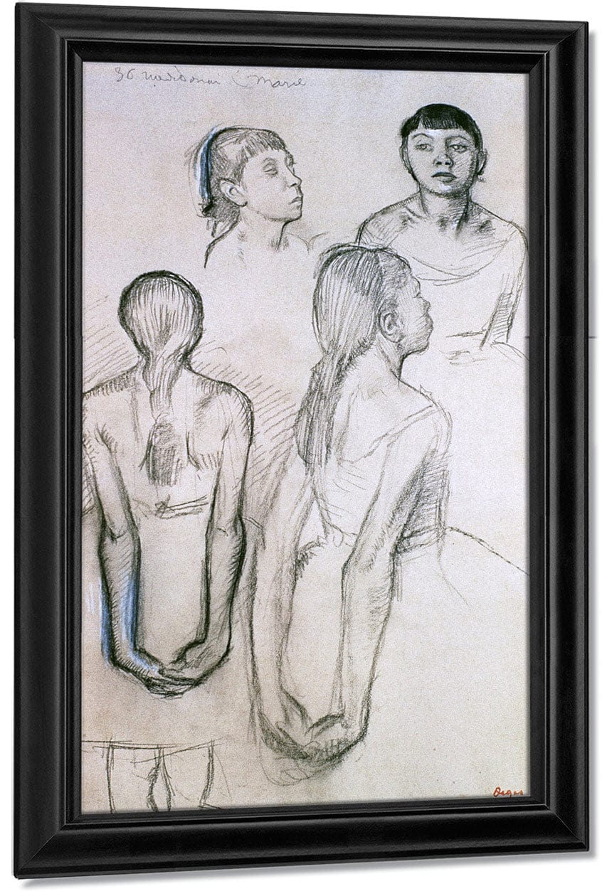 Four Studies Of Dancers By Edgar Degas Fine Art Print