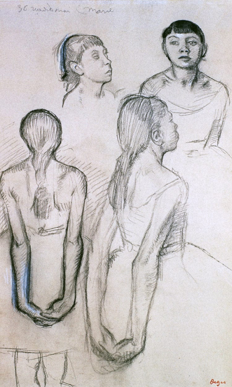 Four Studies Of Dancers By Edgar Degas Fine Art Print