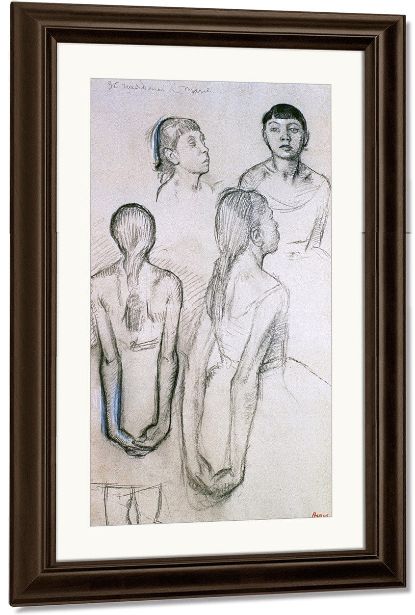 Four Studies Of Dancers By Edgar Degas Fine Art Print