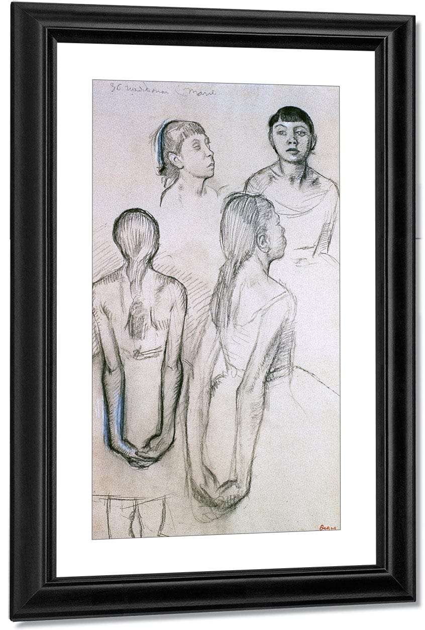 Four Studies Of Dancers By Edgar Degas Fine Art Print