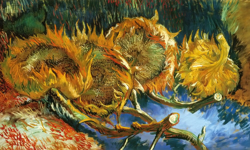 Four Sunflowers Gone To Seed By Vincent Van Gogh Fine Art Print