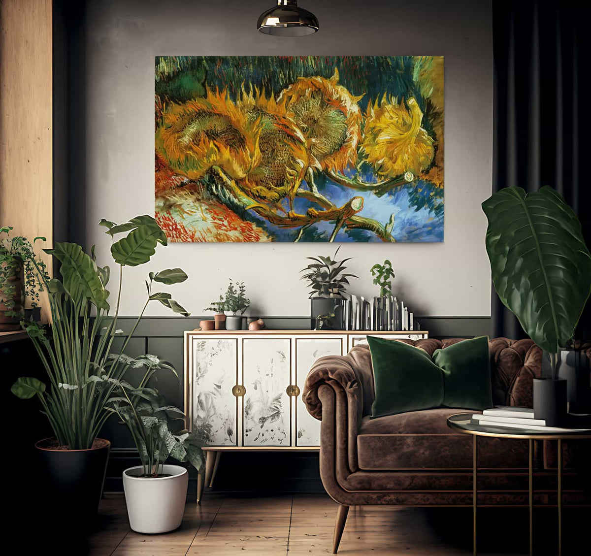 Four Sunflowers Gone To Seed By Vincent Van Gogh Fine Art Print