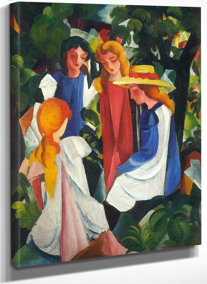 Four Young Girls By August Macke Fine Art Print