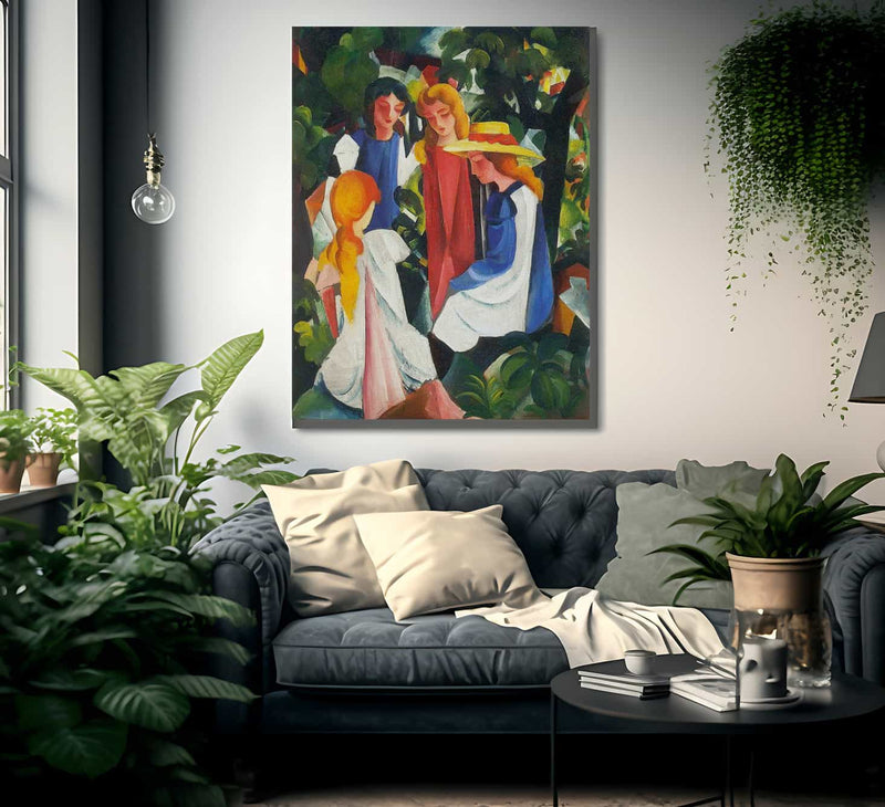 Four Young Girls By August Macke Fine Art Print