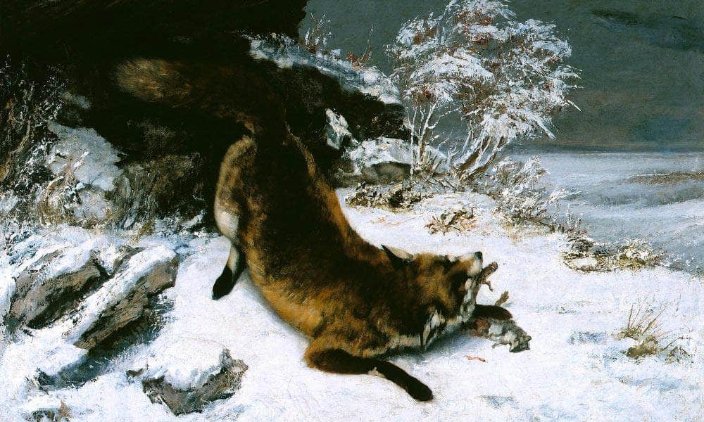 Fox In The Snow By Gusave Courbet Fine Art Print