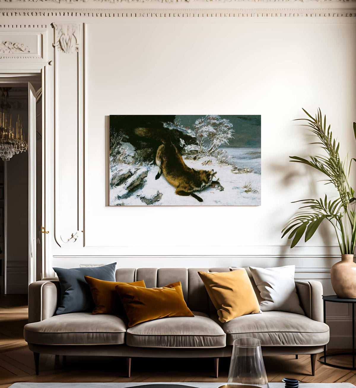 Fox In The Snow By Gusave Courbet Fine Art Print