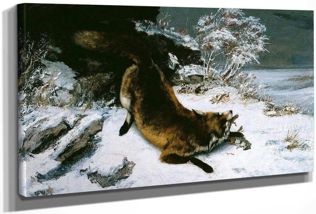 Fox In The Snow By Gusave Courbet Fine Art Print