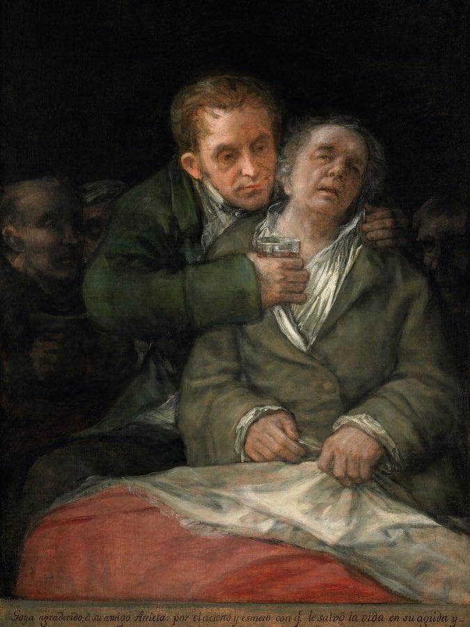 Francisco De Goya Self Portrait With Dr Arrieta 1820 By Francisco De Goya Fine Art Print