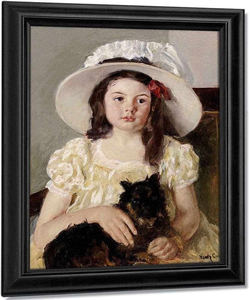 Francoise Holding A Little Black Dog By Mary Cassatt Fine Art Print