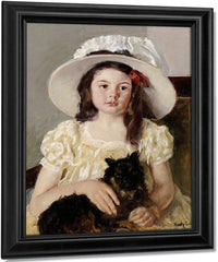 Francoise Holding A Little Black Dog By Mary Cassatt Fine Art Print