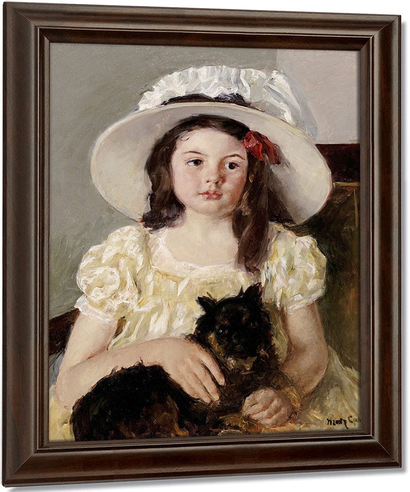 Francoise Holding A Little Black Dog By Mary Cassatt Fine Art Print