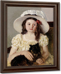 Francoise Holding A Little Black Dog By Mary Cassatt Fine Art Print