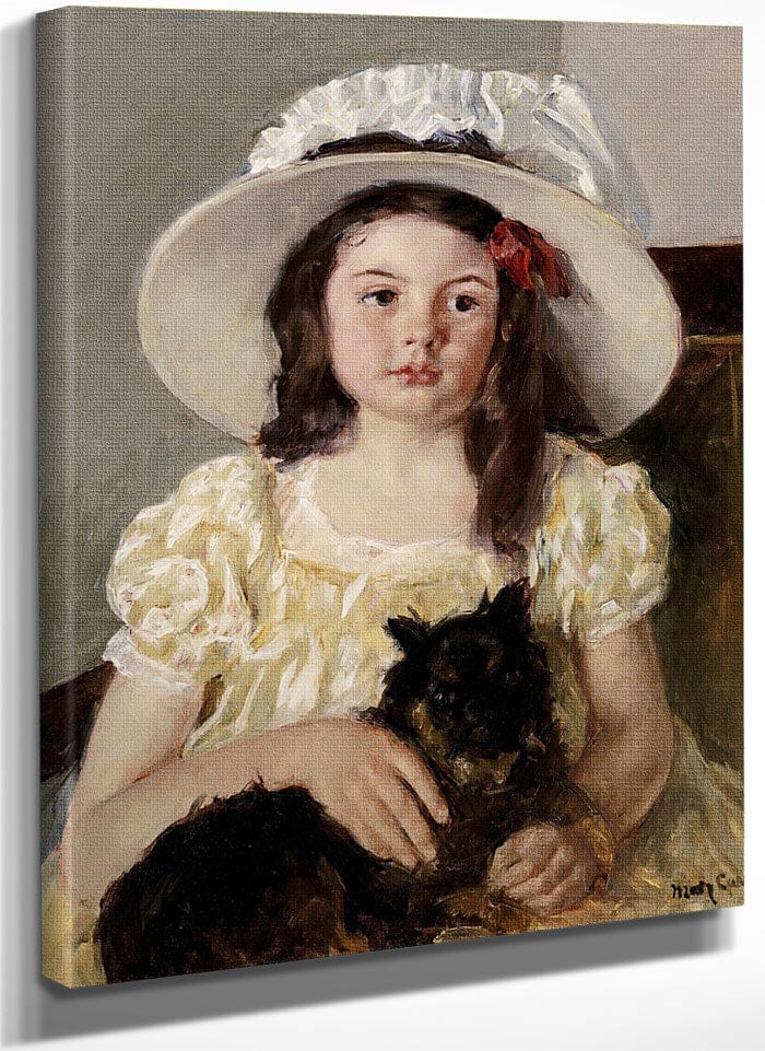 Francoise Holding A Little Black Dog By Mary Cassatt Fine Art Print