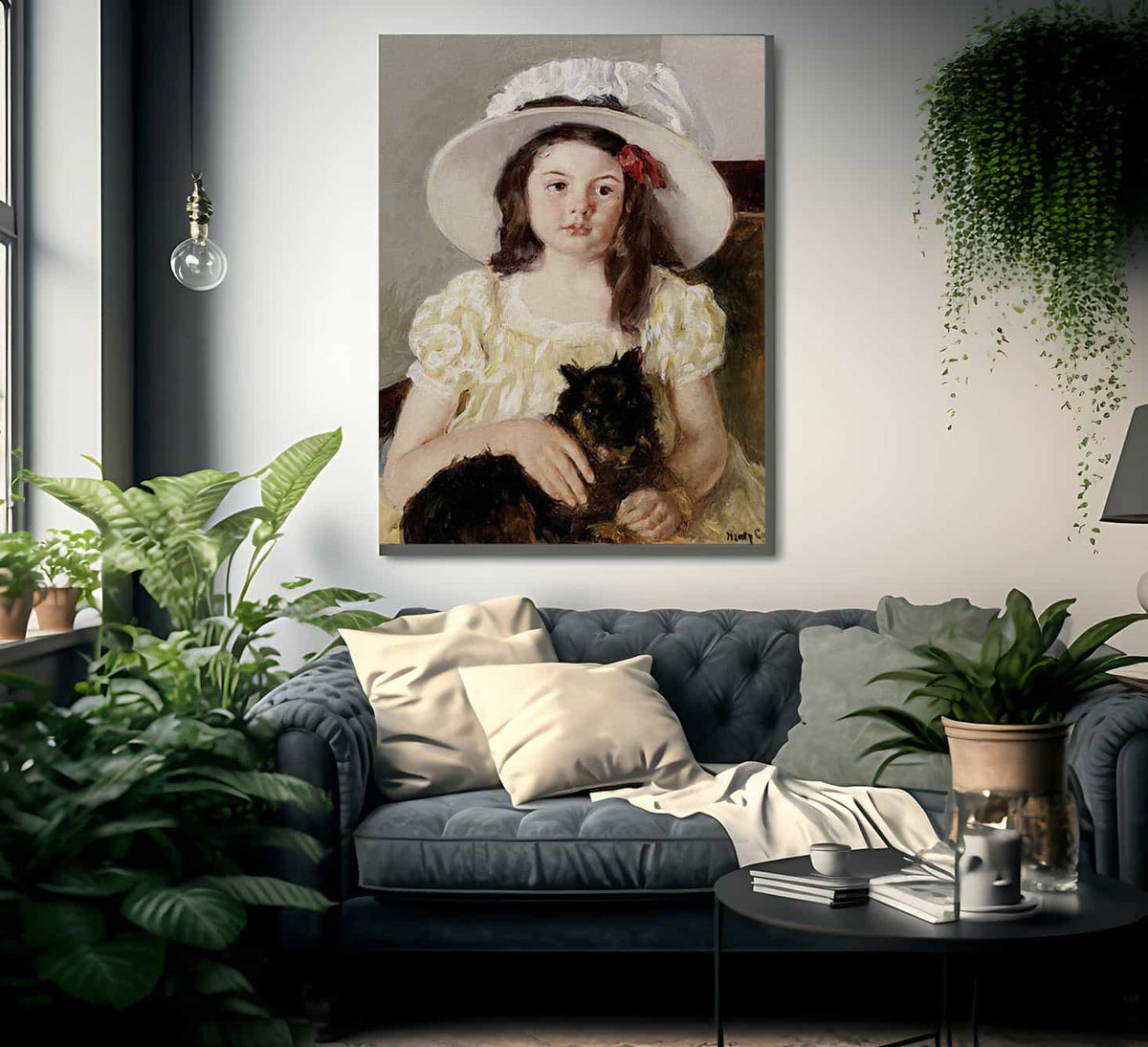 Francoise Holding A Little Black Dog By Mary Cassatt Fine Art Print