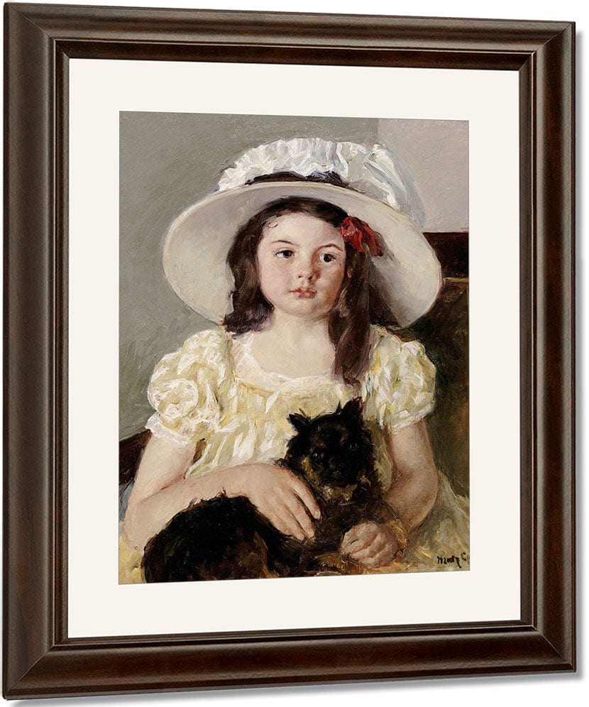 Francoise Holding A Little Black Dog By Mary Cassatt Fine Art Print