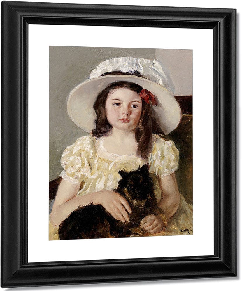 Francoise Holding A Little Black Dog By Mary Cassatt Fine Art Print