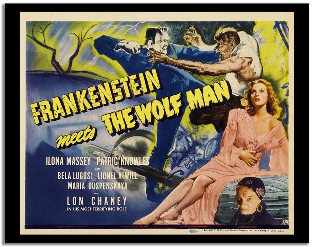 Frankenstein Meets The Wolf Man  Vintage Poster Fine Art Print