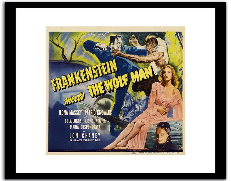 Frankenstein Meets The Wolf Man  Vintage Poster Fine Art Print